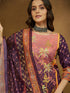 Janasya Women's Purple Cotton Blend Floral Printed Straight Kurta Set
